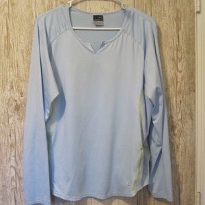 Nike Workout Shirt Long Sleeve Blue/Green Size Lrg